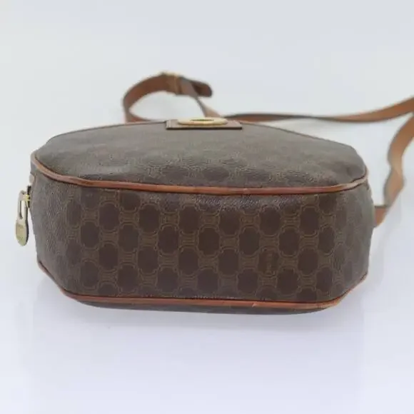 CELINE Macadam Canvas Shoulder Bag Pvc Leather Brown Gold - Picture 9 of 12